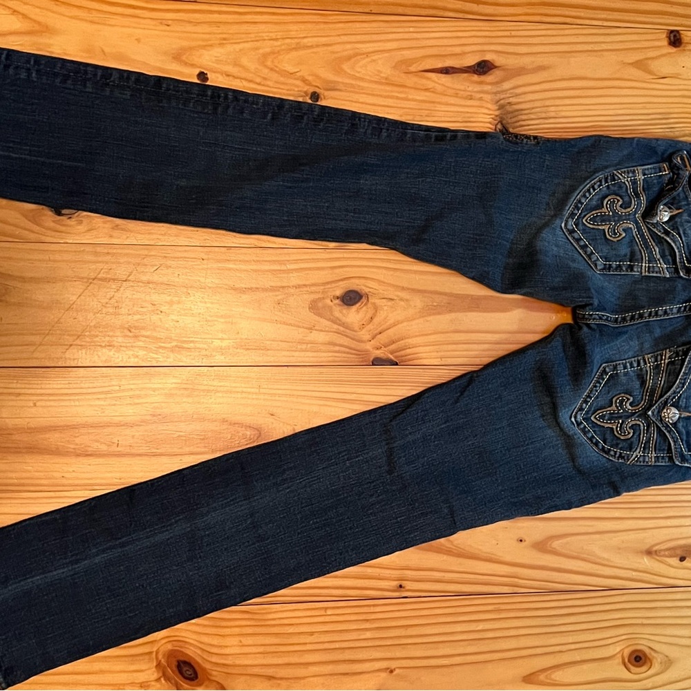 Blue Skinny Jeans with Intricate Embroidery
